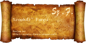 Szopkó Fanni névjegykártya